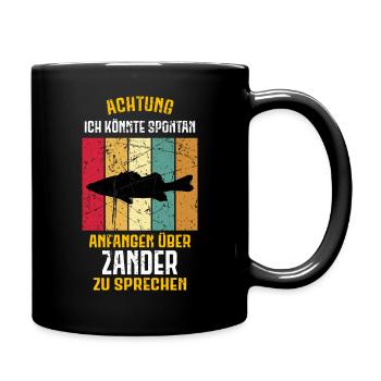 Zander Angeln Angler Raubfisch fischen - Tasse einfarbig - Schwarz - Rechts