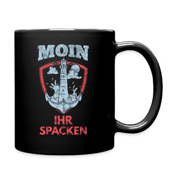 Moin Ihr Spacken - Tasse einfarbig - Schwarz - Rechts