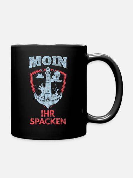 Moin Ihr Spacken - Tasse einfarbig - Schwarz