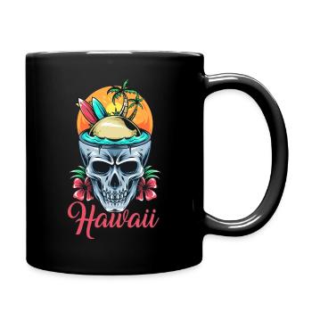 Hawaii Skull Surfing Flowers - Tasse einfarbig - Schwarz - Rechts