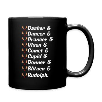 9 Rentiere vom Weihnachtsmann mit Namen - Tasse einfarbig - Schwarz - Rechts