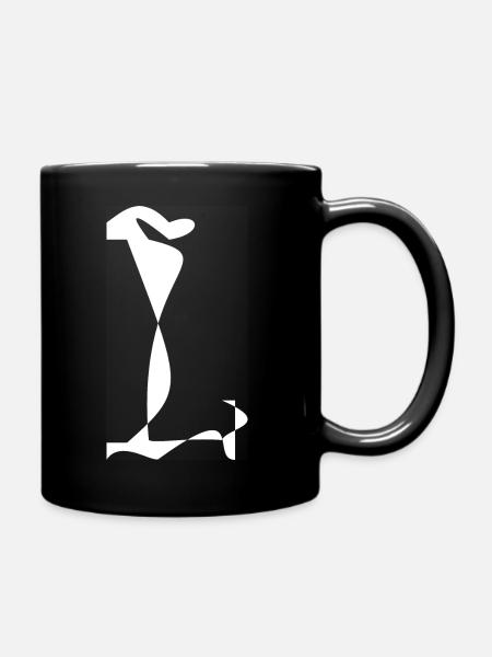 L letter white - Full Colour Mug - black