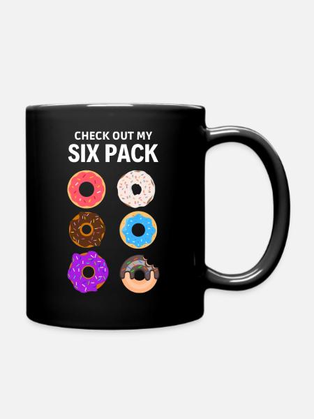 check out my six pack. Six pack donut - Full Colour Mug - black