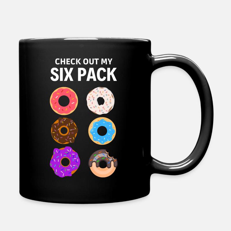 Schauen Sie sich mein Sixpack an. Sixpack-Donut - Tasse einfarbig - Schwarz
