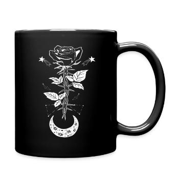 Gothic Hexe Mond Rose Black Metal - Tasse einfarbig - Schwarz - Rechts