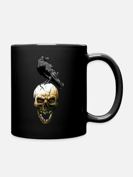 crâne de corbeau - Mug uni - noir
