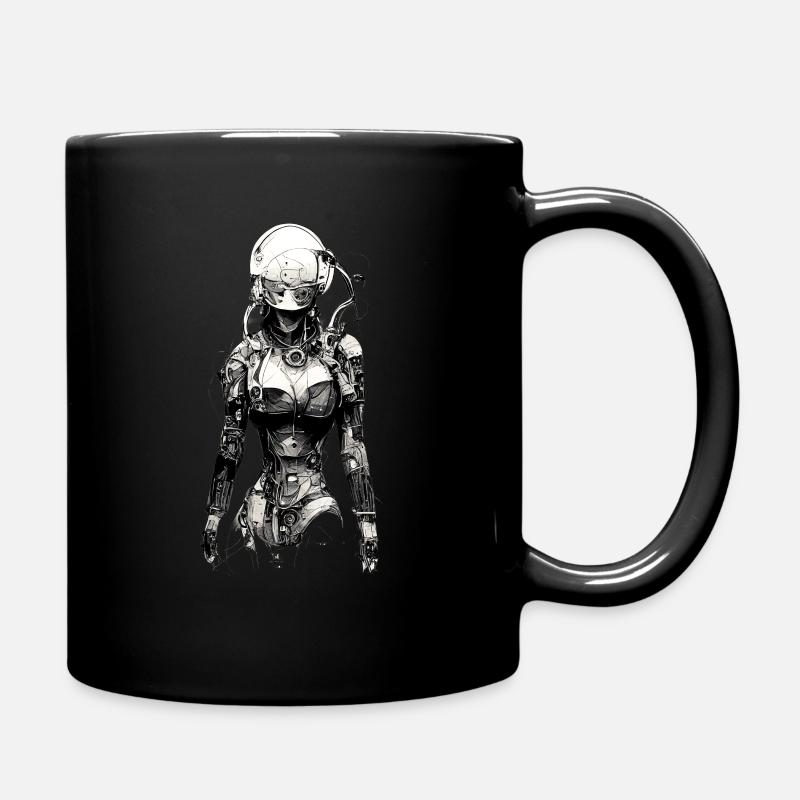 technical drawing cyborg - Full Colour Mug - black
