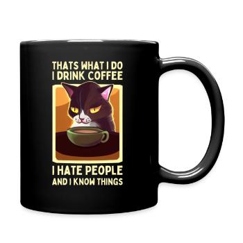 coffee cat funny saying tired cat coffee - Full Colour Mug - black - Right