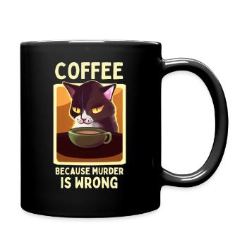 coffee cat funny saying tired cat coffee - Full Colour Mug - black - Right