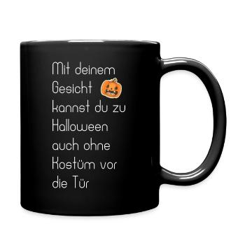 Halloween Gesicht - Tasse einfarbig - Schwarz - Rechts