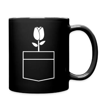 Pocket Tasche Tulpe Design Geschenk - Tasse einfarbig - Schwarz - Rechts