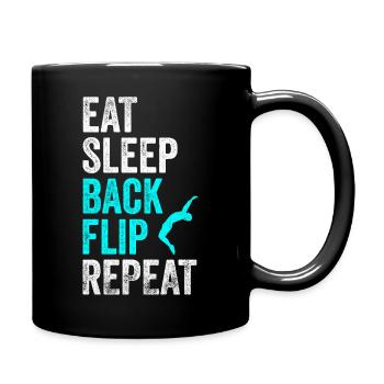 Eat Sleep Back Flip Repeat Shirt Gymnastic Tee - Tasse einfarbig - Schwarz - Rechts