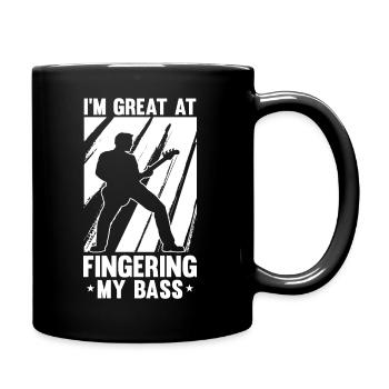 Lustiges Bass Gitarren Motiv und Gitarrist Rock - Tasse einfarbig - Schwarz - Rechts