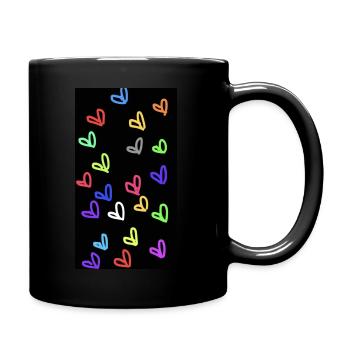 Farbige kleine Herzen : Geschenk für Herzensmensch - Tasse einfarbig - Schwarz - Rechts