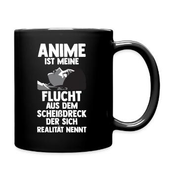 Anime ist meine Flucht - Tasse einfarbig - Schwarz - Rechts