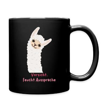 Llama Vorsicht, Feuchte Aussprache - Tasse einfarbig - Schwarz - Rechts