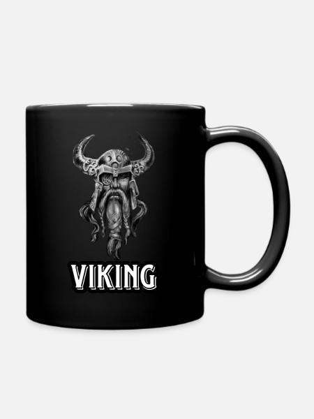 Vikings with beard and helmet - Full Colour Mug - black