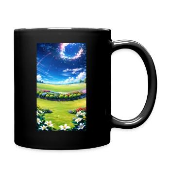 Landschaft mit 4 Bereichen, Generative KI - Tasse einfarbig - Schwarz - Rechts