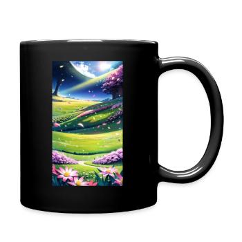 Landschaft mit 4 Bereichen, Generative KI - Tasse einfarbig - Schwarz - Rechts