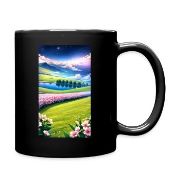 Landschaft mit 4 Bereichen, Generative KI - Tasse einfarbig - Schwarz - Rechts