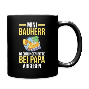 Dinosaurier Bagger Bauherr - Tasse einfarbig - Schwarz - Rechts