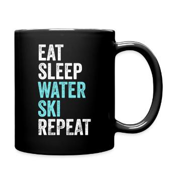 Funny Eat Sleep Water Ski Repeat Water Ski - Full Colour Mug - black - Right