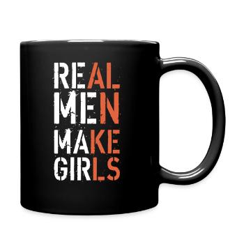 Echte Männer machen Mädchen Vatertagsgeschenk - Tasse einfarbig - Schwarz - Rechts