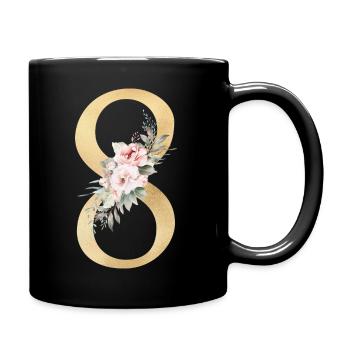 Number 84, floral, customisable - Full Colour Mug - black - Right
