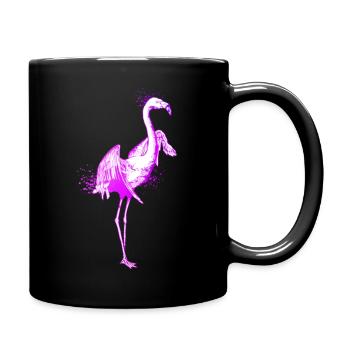 Colorful drawing of a flamingo T Shirt - Full Colour Mug - black - Right