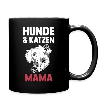 Hunde Hundemama Katzenmama Mama Katzen - Tasse einfarbig - Schwarz - Rechts
