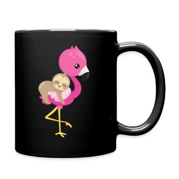 Cute Sloth Flamingo - Full Colour Mug - black - Right