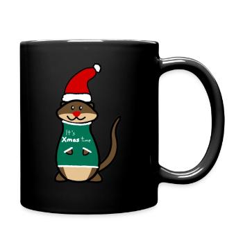 Christmas Time Otter - Tasse einfarbig - Schwarz - Rechts