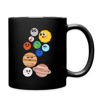 Cute Planets - Tasse einfarbig - Schwarz - Rechts