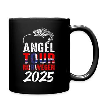 Angeltour Norwegen Fischer Angelteam Karpfen Angel - Tasse einfarbig - Schwarz - Rechts