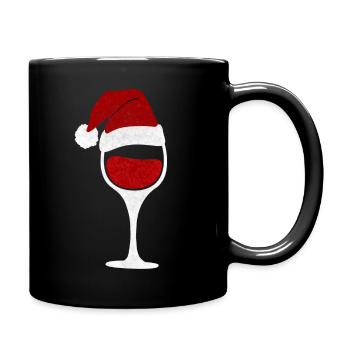 Merry Christmas, Weihnachten, Christmas, Wein - Tasse einfarbig - Schwarz - Rechts
