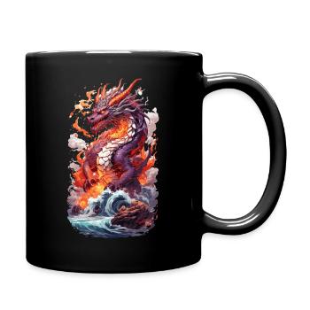 cooler Anime Drache Feueratem Manga - Tasse einfarbig - Schwarz - Rechts