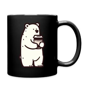 Ours fatigué avec du café, ours polaire mignon de bande dessinée - Mug uni - noir - Droite