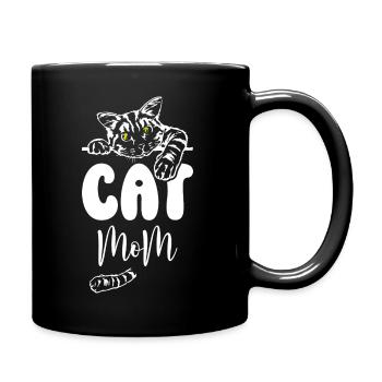 Cat Mom - Tasse einfarbig - Schwarz - Rechts