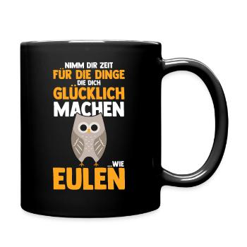 Eulen - Tasse einfarbig - Schwarz - Rechts