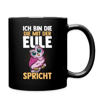 Eulen - Tasse einfarbig - Schwarz - Rechts