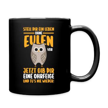 Eulen - Tasse einfarbig - Schwarz - Rechts