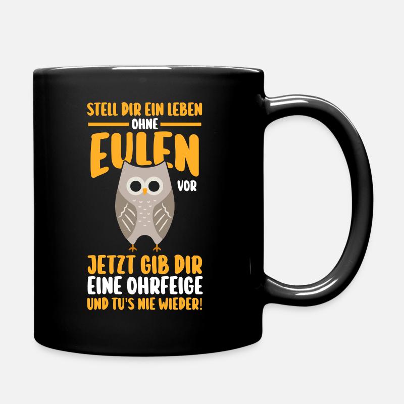Eulen - Tasse einfarbig - Schwarz