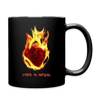 Stark im Herzen - Tasse einfarbig - Schwarz - Rechts