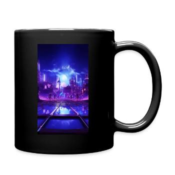 Purple Dystopian Dream City - Full Colour Mug - black - Right