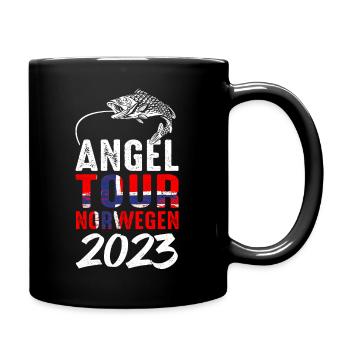 Angeltour Norwegen Fischer Angelteam Karpfen Angel - Tasse einfarbig - Schwarz - Rechts