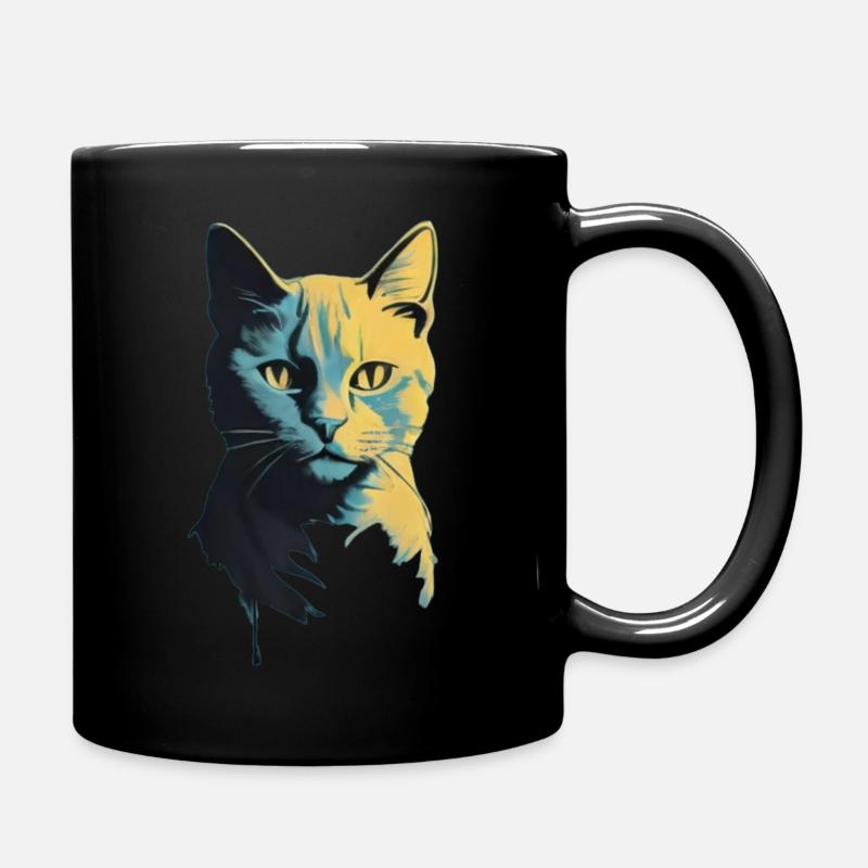 Katzengesicht - Tasse einfarbig - Schwarz
