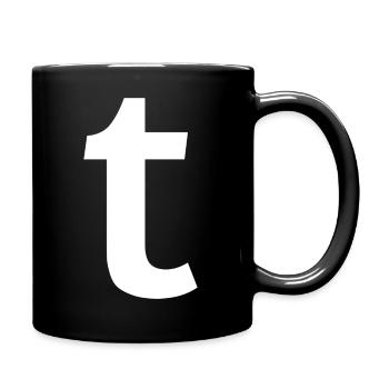 Buchstabe t "t" weiß - Tasse einfarbig - Schwarz - Rechts