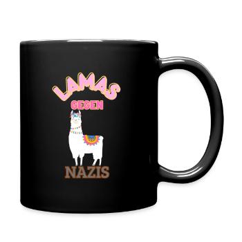 Lama Gegen Nazis - Tasse einfarbig - Schwarz - Rechts
