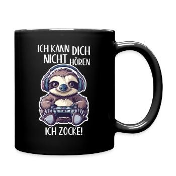 Ich kann dich nicht hören ich zocke Gamer Faultier - Tasse einfarbig - Schwarz - Rechts
