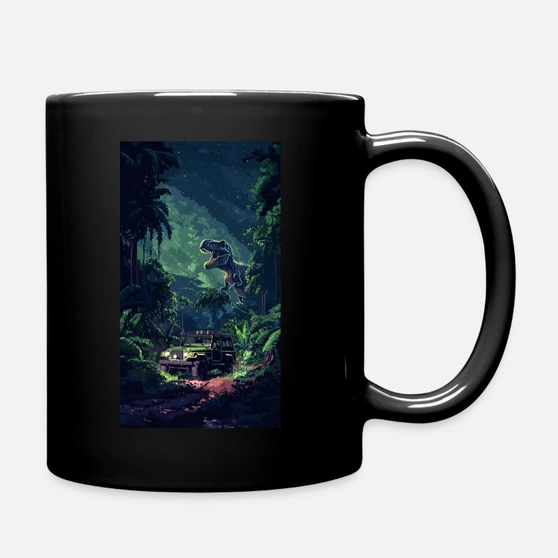 Jungle & Dinosaur - Full Colour Mug - black